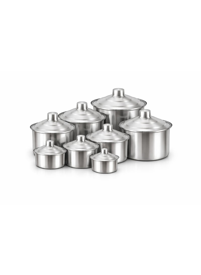 متجر 7 طقم قدور ألمنيوم مع أغطية – 8 قطع متعددة المقاسات | تصميم عملي للمطبخ – صناعة باكستانية - Image 4